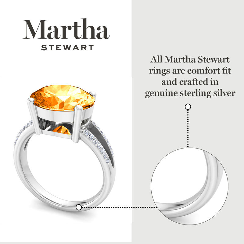 Martha Stewart 6 3/4ctw. Oval Citrine & Lab Grown Diamond Halo Ring In Sterling Silver image number null